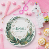 Emerald & Gold Floral Bridal Shower Papieren Bordje (Feest)