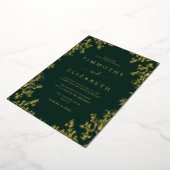 Emerald Gold Floral Elegante bruiloft Folie Uitnodiging (Gedraaid)