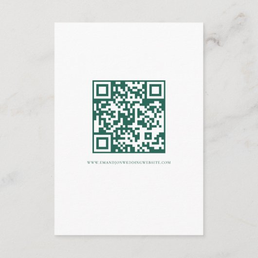 Emerald Gold Flowers Script QR Code Wedding Informatiekaartje (Achterkant)