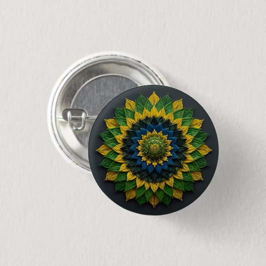 Emerald & Gold Foliage - Enamel Pin Ronde Button 3,2 Cm (Voorkant /achterkant)