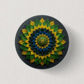 Emerald & Gold Foliage - Enamel Pin Ronde Button 3,2 Cm (Voorkant)