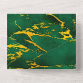 Emerald Gold Geometric Red Floral Wedding All In One Uitnodiging (Achterkant)