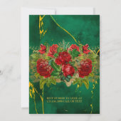 Emerald Gold Geometric Red Rose Rehearsal Dinner Kaart (Achterkant)
