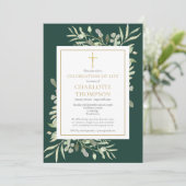 Emerald Gold Greenery Celebration of Life Funeral Kaart (Staand voorkant)