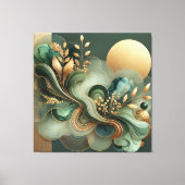 Emerald Gold Harmony Abstracte botanische canvasku Canvas Afdruk (Voorkant)