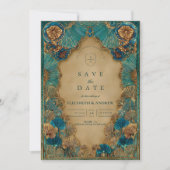 Emerald Gold Islamic Wedding Save The Date (Voorkant)