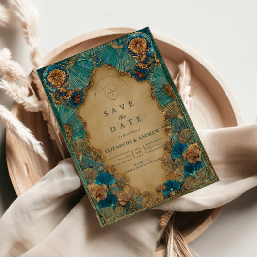 Emerald Gold Islamic Wedding Save The Date