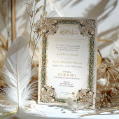 Emerald Gold Islamitische Waterverf Bruiloft Kaart