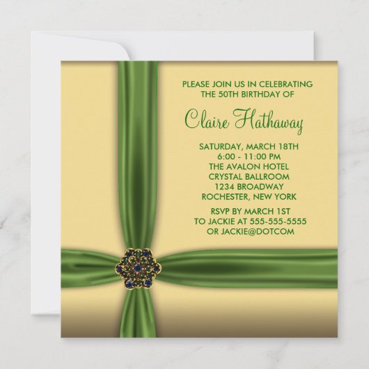 Emerald Gold Jewel 50e verjaardag uitnodiging (Achterkant)
