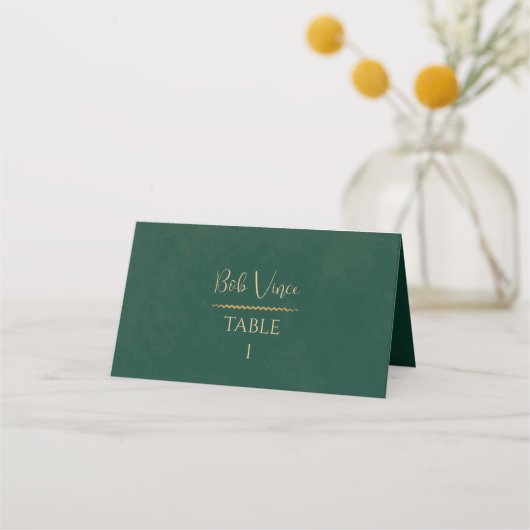 Emerald & Gold Jewel-Tone Wedding Plaatskaartje (Voorkant)