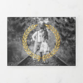 Emerald Gold Laurel minimaal Alles in één bruiloft Drieluik Uitnodiging (Cover)