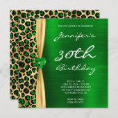Emerald Gold Leopard Folie Gem Ribbon 30th Birthda Kaart (Voorkant / Achterkant)