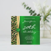 Emerald Gold Leopard Folie Gem Ribbon 30th Birthda Kaart (Staand voorkant)
