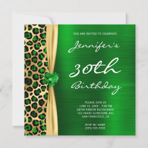 Emerald Gold Leopard Folie Gem Ribbon 30th Birthda Kaart
