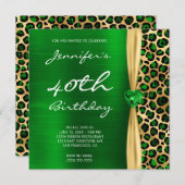 Emerald Gold Leopard Folie Gem Ribbon 40e verjaard Kaart (Voorkant / Achterkant)