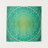 Emerald Gold Mandala Green Wandkleed (Voorkant (horizontaal))