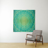 Emerald Gold Mandala Green Wandkleed (In Situ (horizontaal))