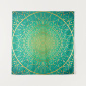 Emerald Gold Mandala Green Wandkleed (Voorkant)