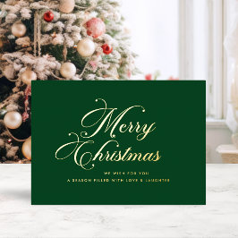 Emerald Gold Merry Christmas Foil Card Folie Feestdagenkaart