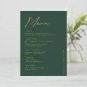 Emerald Gold Moderne Typografie Trouwtafel Menu (Staand voorkant)