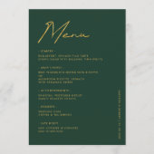 Emerald Gold Moderne Typografie Trouwtafel Menu (Voorkant)