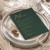 Emerald Gold Moderne Typografie Trouwtafel Menu