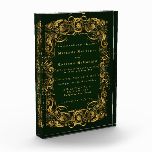 Emerald Gold Ornament Keepomwille Wedding Invite Fotoblokken (Links)