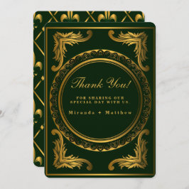 Emerald Gold Ornament Weddenschap Hartelijk dank Kaart