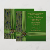 Emerald Gold Peacock 50e verjaardag uitnodiging (Voorkant / Achterkant)