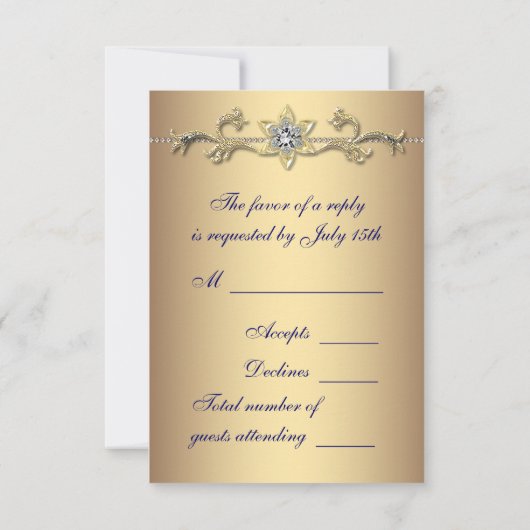 Emerald Gold Peacock Wedding RSVP (Achterkant)