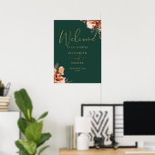 Emerald Gold Rustic Floral Wedding Welkomstbord Poster (Thuiskantoor)