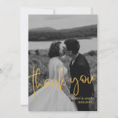 Emerald Gold Script Moderne foto dank u kaart (Voorkant)