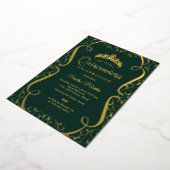 Emerald Gold Swirl Elegant Quinceanera  Folie Uitnodiging (Gedraaid)