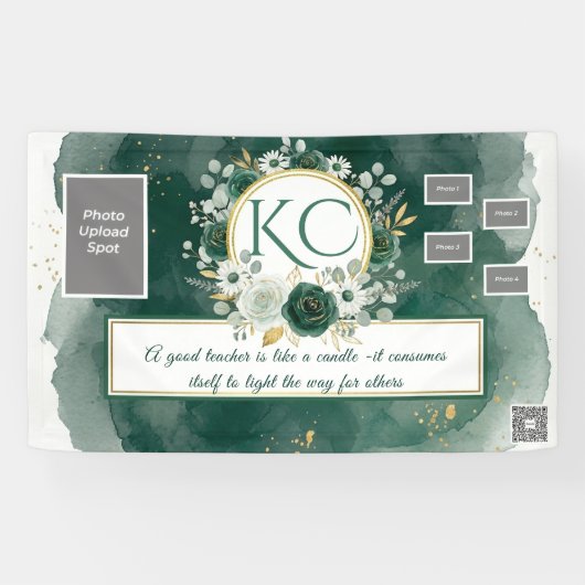 Emerald Gold Teacher Appreciation Photo Banner (Horizontaal)