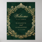 Emerald Gold Victorian Ornate Wedding Welcome Poster (Voorkant)