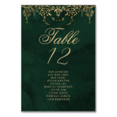Emerald Gold Victorian Table Seating Chart cards Kaart (Voorkant)