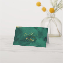 Emerald Gold Wedding Place Card