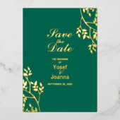 Emerald Gold Wedding Save the Date Folie Uitnodigi Folie Uitnodiging (Voorkant)