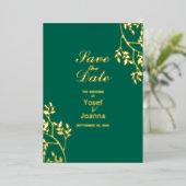 Emerald Gold Wedding Save the Date Folie Uitnodigi Folie Uitnodiging (Staand Voorkant)