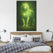 Emerald Golden Glow White Tiger – Standing Lightfo Canvas Afdruk (Insitu (Slaapkamer))
