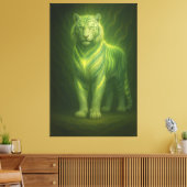 Emerald Golden Glow White Tiger – Standing Lightfo Canvas Afdruk (Insitu (Woonkamer))