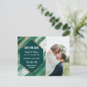 Emerald Goud Abstract Agate Marmer Save the Date Aankondigingskaart (Staand voorkant)