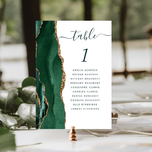Emerald Goud Agaat Groen Script Bruiloft Kaart