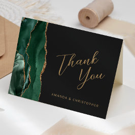 Emerald Goud Agate Schrift Donkere Trouw Dank Je Kaart
