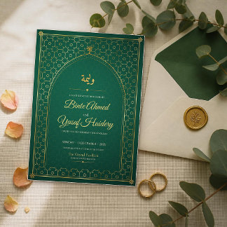 Emerald Goud Arabische Kalligrafie Walima Ontvangs Kaart
