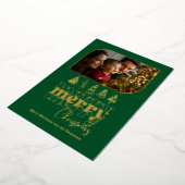 Emerald & Goud Moderne Retro Doodle Kerst Foto Folie Feestdagenkaart (Gedraaid)