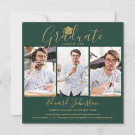 Emerald Goud Schrift Afgestudeerd 4 Foto Afstudere Aankondiging