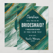 Emerald Gouden Abstracte Agate Marmeren Bruidsmeis Kaart (Voorkant / Achterkant)