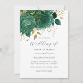Emerald Gouden Bloem Roos Bruiloft   Kaart (Voorkant)