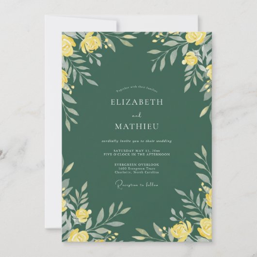 Emerald Gouden Bloemblad Bruiloft Kaart (Voorkant)
